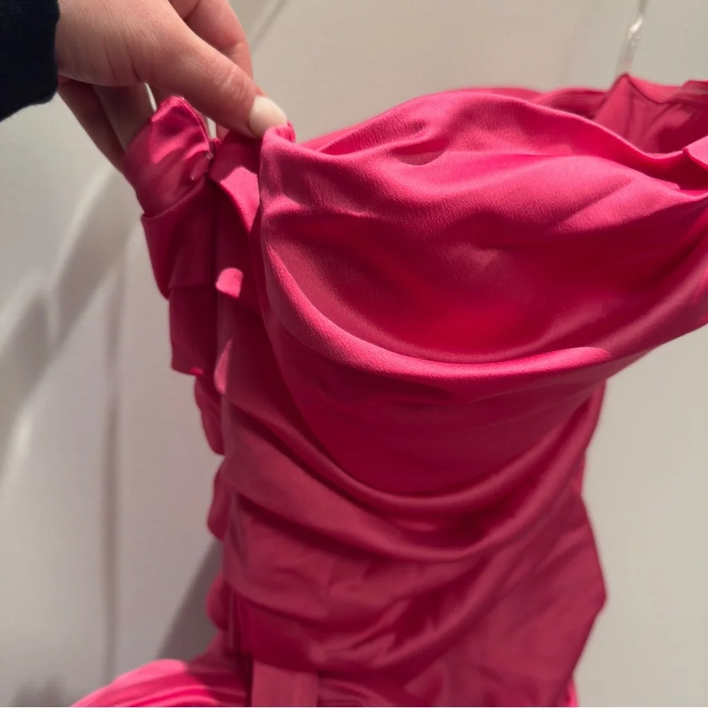 Hot Pink Strapless Bow-knotted Mini Dress Size XS - Picture 6 of 14